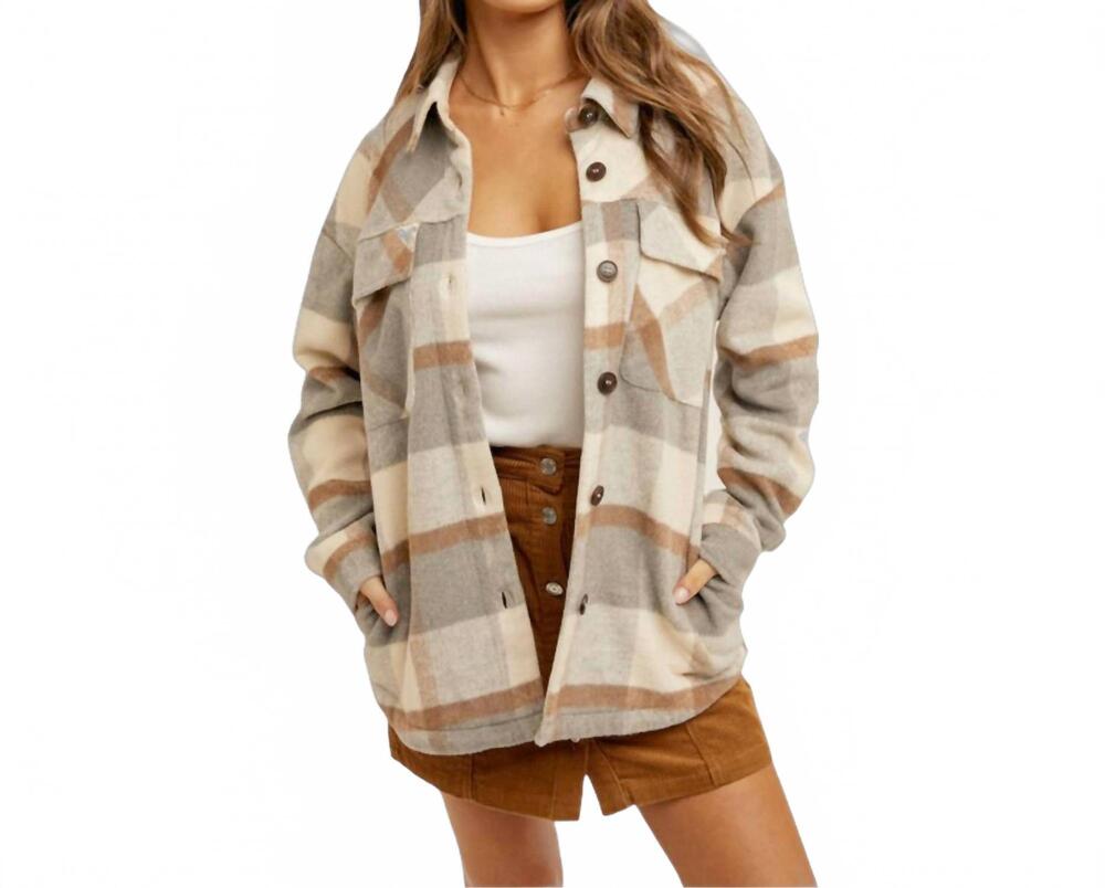 NEW HEM & THREAD leave it to me shacket in neutral grey
